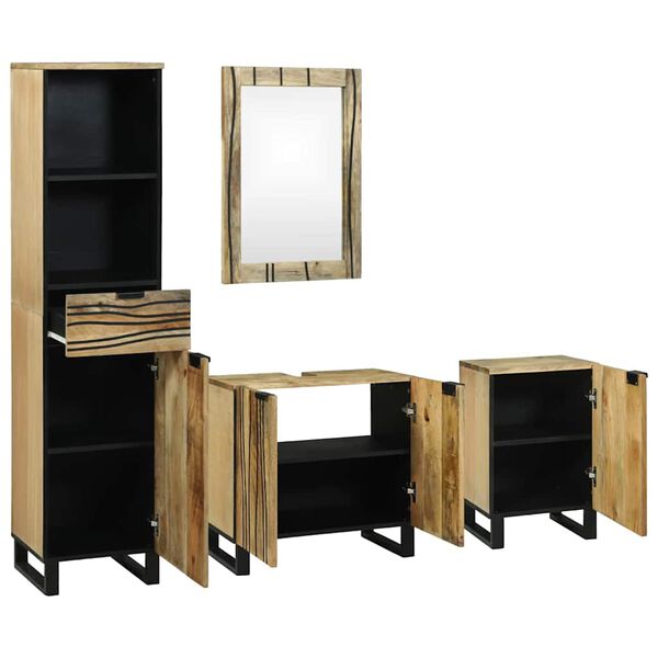 vidaXL Conjunto de M&oacute;veis para Banheiro com gaveta 4 pcs Castanho