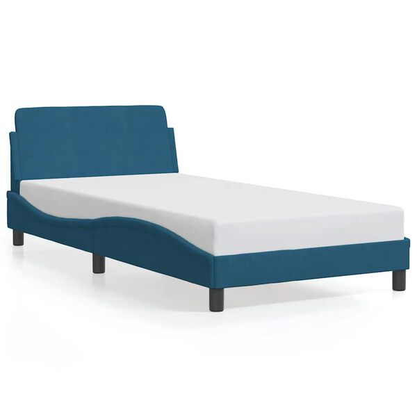 vidaXL Estrutura de cama com cabeceira Dover 100x200 cm veludo azul