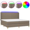vidaXL Cama box spring colch&atilde;o/LED 200x200cm tecido cinza-acastanhado