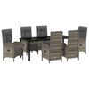 vidaXL Conjunto de Jantar para Jardim 7 unid. Cinzeto vime PE