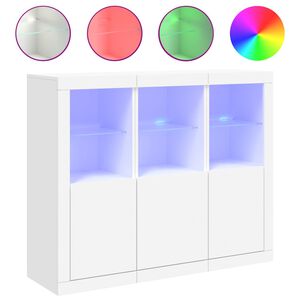 vidaXL Aparadores c/ luzes LED 3 pcs derivados de madeira branco