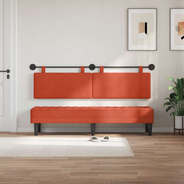 vidaXL Cabeceira Suspensa Liso Laranja Vermelho 170 x 55 x 5 cm