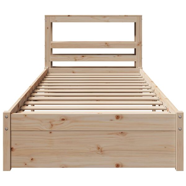 vidaXL Estrutura de cama com cabeceira 90x190 cm pinho maci&ccedil;o