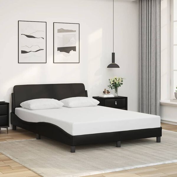 vidaXL Estrutura de cama Dover 120x200cm couro artificial preto