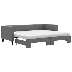 vidaXL Sof&aacute;-cama c/ gavet&atilde;o e colch&otilde;es 80x200cm tecido cinzento-escuro