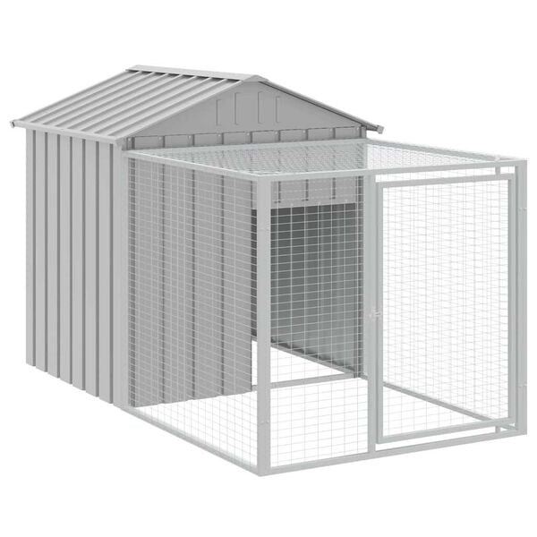 vidaXL Gaiola para galinhas com corredor cinza claro 117x201x123 cm a&ccedil;o galvanizado