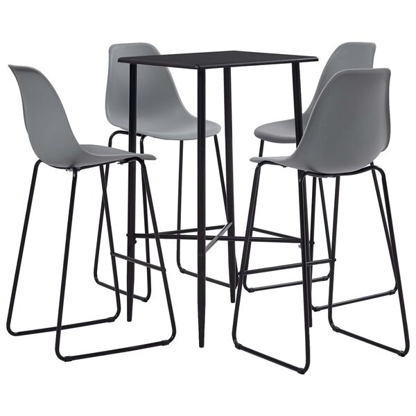 vidaXL 5 pcs conjunto de bar pl&aacute;stico cinzento