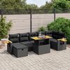 vidaXL 8 pcs conjunto sof&aacute;s de jardim com almofad&otilde;es vime PE preto