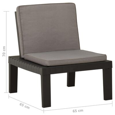 vidaXL Cadeiras de jardim com almofadões 2 pcs plástico cinzento
