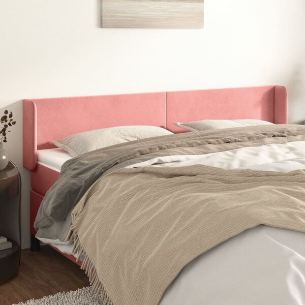 vidaXL Cabeceira de cama c/ abas veludo 183x16x78/88 cm rosa