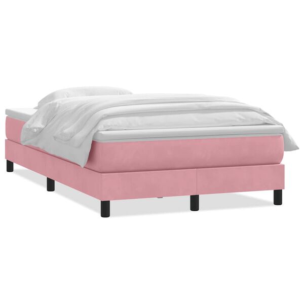 vidaXL Cama com molas/colch&atilde;o 120x220 cm veludo rosa