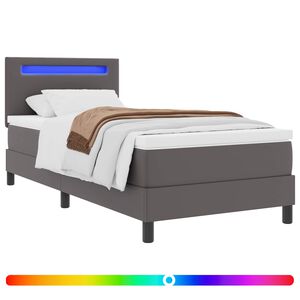 vidaXL Cama Box com colch&atilde;o Cinzeto 90 x 190 cm Couro sint&eacute;tico
