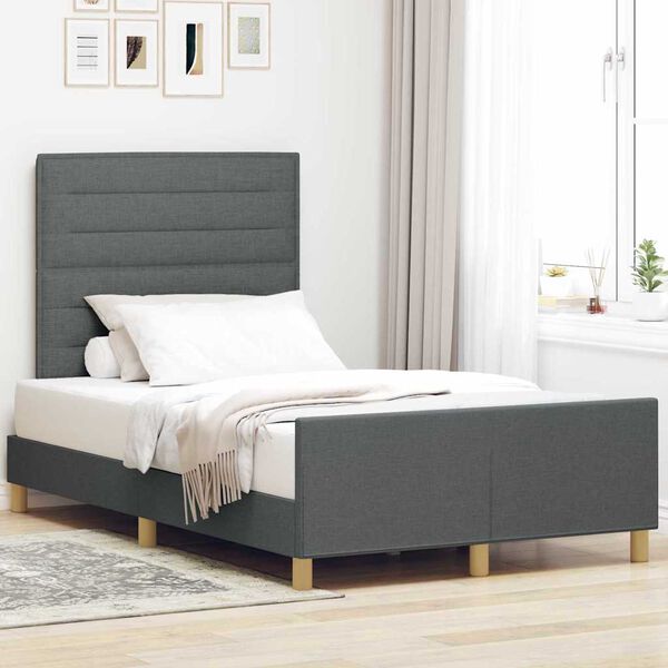vidaXL Estrutura da Cama Cinzento escuro 120 x 200 cm tecido