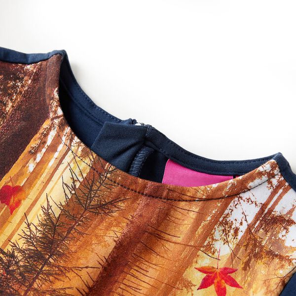 Vestido de manga comprida para criança azul-marinho 116