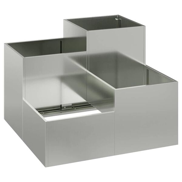 vidaXL Vaso de Jardim Prateado 100 x 100 x 60 cm Aço galvanizado