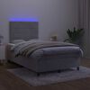 vidaXL Cama box spring c/ colch&atilde;o/LED 120x200 cm veludo cinzento-claro