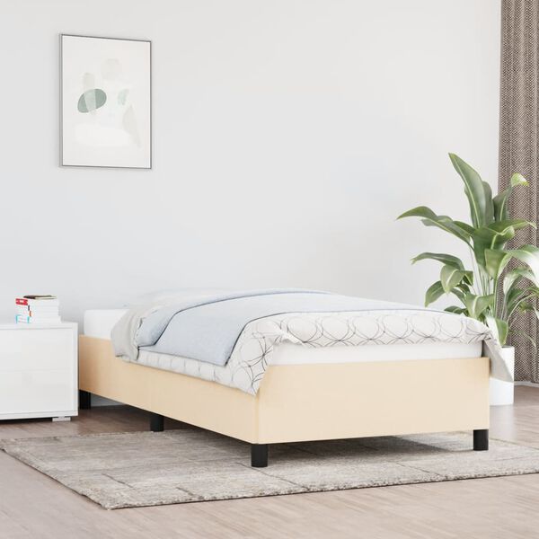 vidaXL Estrutura de cama sem colchão 90x190 cm tecido creme