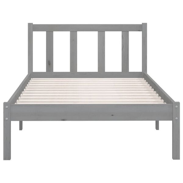 vidaXL Estrutura de cama 90x200 cm pinho maciço cinzento