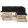vidaXL 6 pcs conjunto lounge de jardim c/ almofad&otilde;es pretos