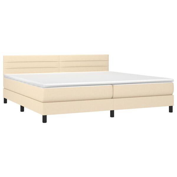 vidaXL Cama com molas/colch&atilde;o 200x200 cm tecido cor creme