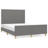 vidaXL Estrutura de cama sem colch&atilde;o 140x190 cm tecido cinzento-escuro