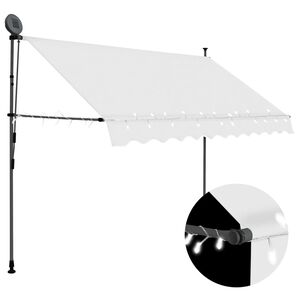 vidaXL Toldo retr&aacute;til manual com LED 250 cm creme