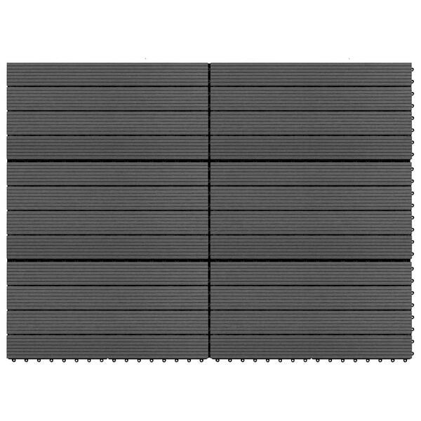 vidaXL Tile de Decking 6 pcs Preto 60 x 30 cm WPC