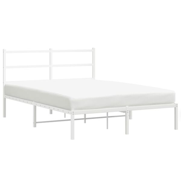vidaXL Estrutura de cama com cabeceira 135x190 cm metal branco