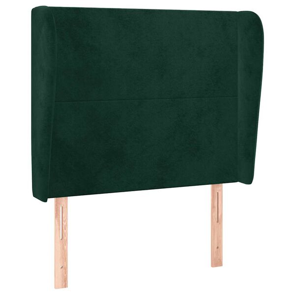 vidaXL Cabeceira de cama c/ abas veludo 83x23x118/128 cm verde-escuro