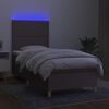 vidaXL Cama box spring + colch&atilde;o/LED 90x200cm tecido cinza-acastanhado