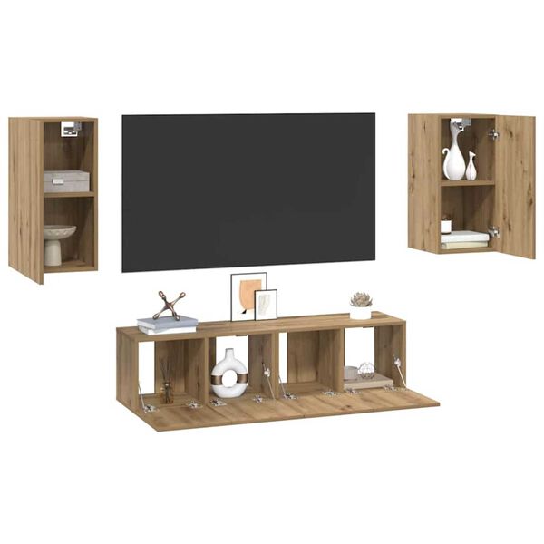 vidaXL Conjunto de m&oacute;vel de TV 4 pcs carvalho artisiano