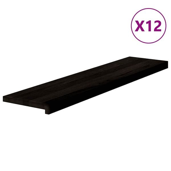 vidaXL Tapetes de escada 12 pcs 110x25x2 cm carvalho castanho escuro