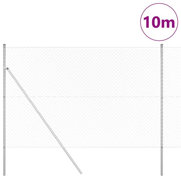 vidaXL Poste de Cerca Prateado 10 x 1,6 m (malha de 40 x 40 mm) A&ccedil;o