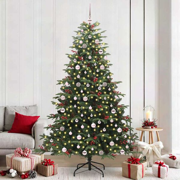 vidaXL &Aacute;rvore de Natal Artificial Verde 240 cm PVC, Metal e Pl&aacute;stico