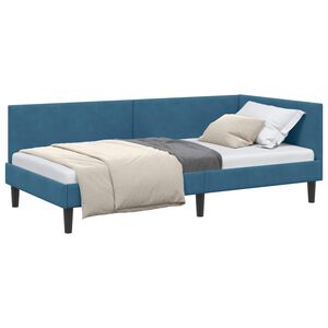 vidaXL Estrutura de Cama de Canto Azul 80 cm x 200 cm Veludo