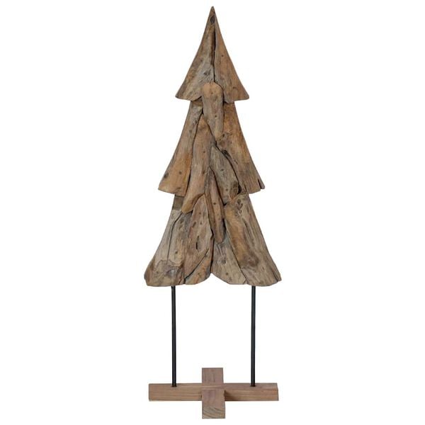 vidaXL &Aacute;rvore de Natal Castanho 121 cm Madeira de teca maci&ccedil;a