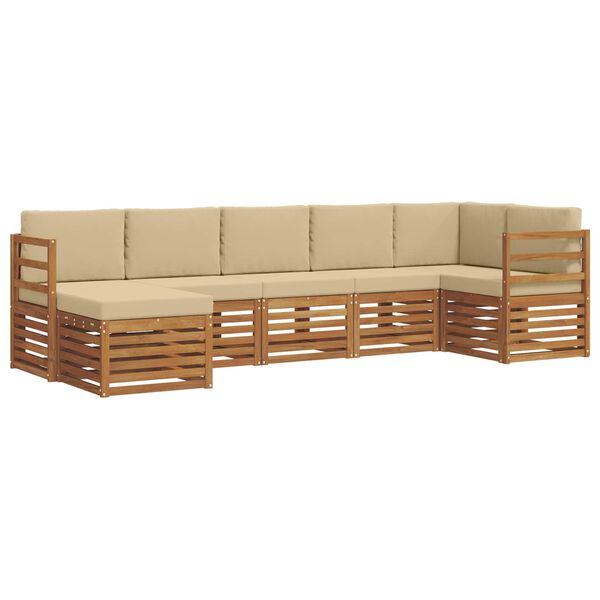 vidaXL Conjunto de Sof&aacute; Sectional com almofada 7 pcs Natural e Bege