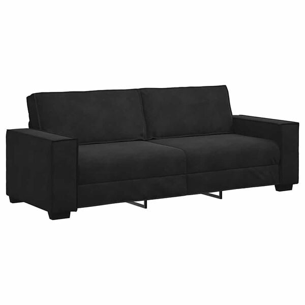 vidaXL Sof&aacute; de 3 lugares 220x78x84 cm veludo preto
