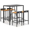 vidaXL 5 pcs conjunto de bar p/ jardim vime PE/ac&aacute;cia maci&ccedil;a preto