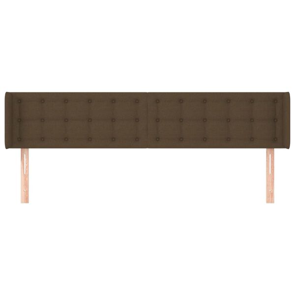 vidaXL Cabeceira de cama c/ abas tecido 203x16x78/88cm castanho-escuro