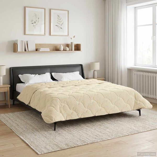 vidaXL Edredom de Inverno Colchonete Creme 200 x 200 cm