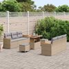 vidaXL Conjunto de Sof&aacute; de Jardim 9 pcs Bege vime PE