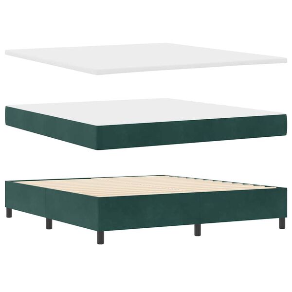 vidaXL Cama Box com colch&atilde;o Verde-escuro 180 x 200 cm Veludo