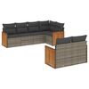 vidaXL 7 pcs conjunto sof&aacute;s p/ jardim c/ almofad&otilde;es vime PE cinzento