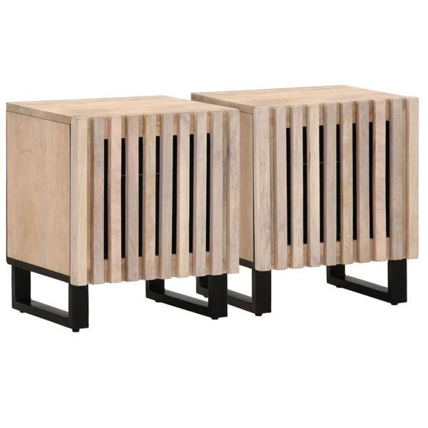 vidaXL Mesas de cabeceira 2 pcs 40x34x46cm mangueira branqueada maci&ccedil;a