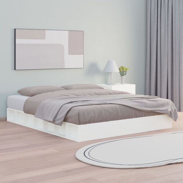 vidaXL Estrutura de cama 140x200 madeira maci&ccedil;a branco