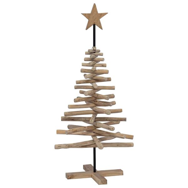 vidaXL &Aacute;rvore de Natal Castanho 120 cm Madeira de teca maci&ccedil;a