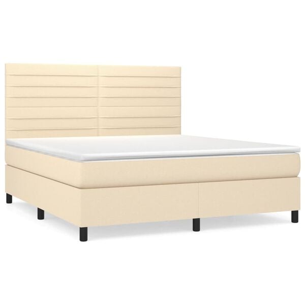 vidaXL Cama com molas/colch&atilde;o 180x200 cm tecido cor creme