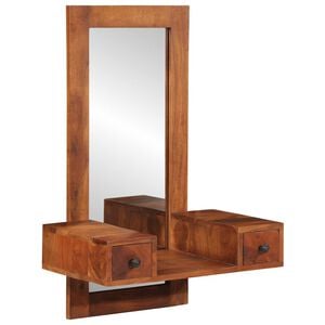 vidaXL Espelho de parede com gavetas 60x33x90 cm ac&aacute;cia madeira maci&ccedil;a