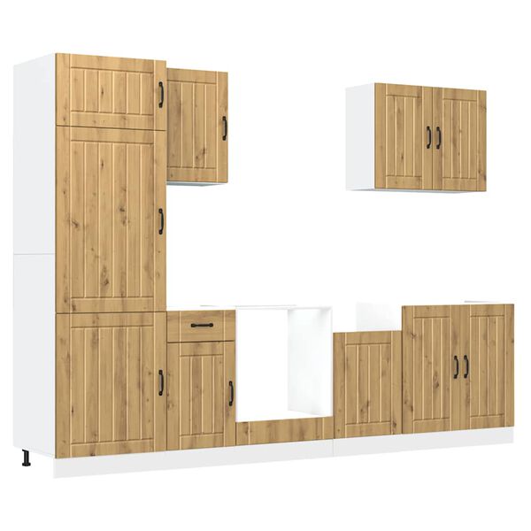 vidaXL 7 pe&ccedil;as arm&aacute;rio de cozinha conjunto Lucca carvalho artisiano